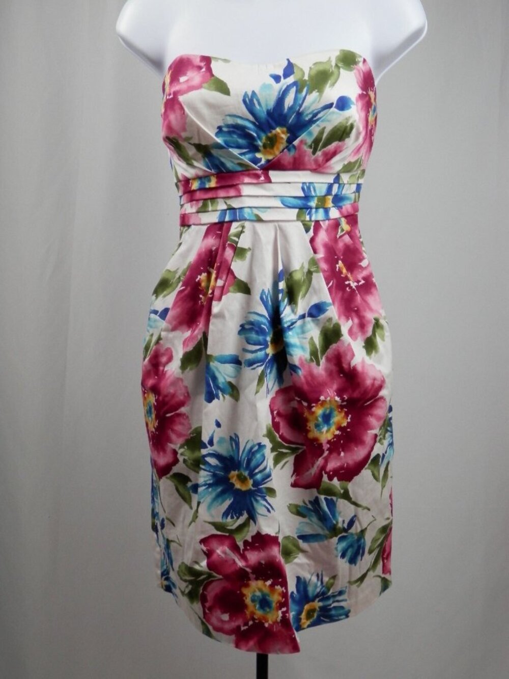 Deb Floral Strapless Dress Size 9 Pockets Empire Waist